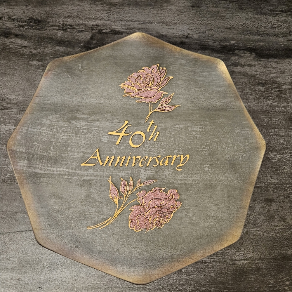 Crystal Glo 40th Wedding Anniversary Octagon Decorative Plate